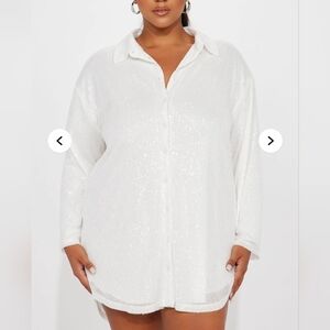 Fashion Nova White Sequin Mini Dress